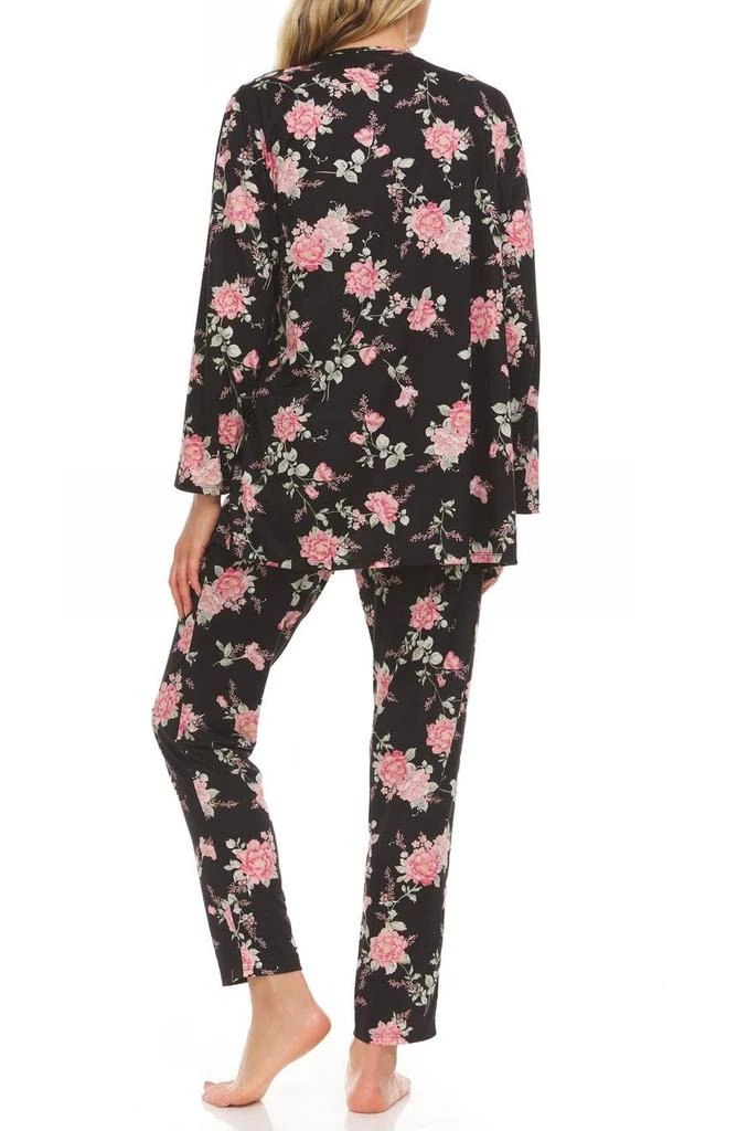 商品Flora Nikrooz|Gilda Floral Travel Pajama 3-Piece Set,价格¥169,第2张图片详细描述