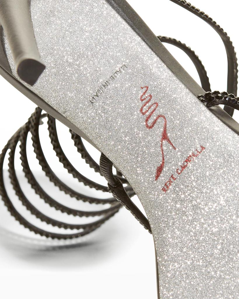 105mm Shimmery Snake-Wrap Stiletto Sandals商品第4张图片规格展示