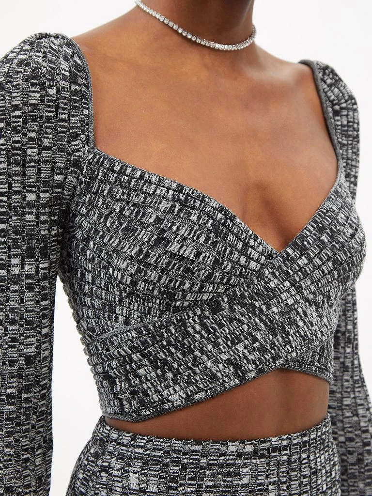 商品Self Portrait|Crossover-front ribbed-knit cropped top,价格¥652,第3张图片详细描述