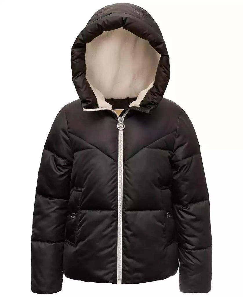 商品Michael Kors|Michael Kors Big Girls Fleece-Lined Full-Zip Satin Puffer Jacket,价格¥471,第1张图片