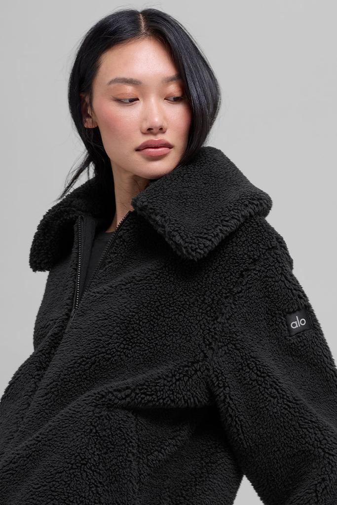 ALO | Sherpa Downtown Jacket in Black, Size: XS