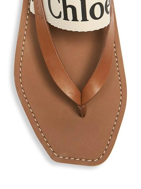 商品Chloé|Woody Flat Leather Thong Slingback Sandals,价格¥3291,第6张图片详细描述