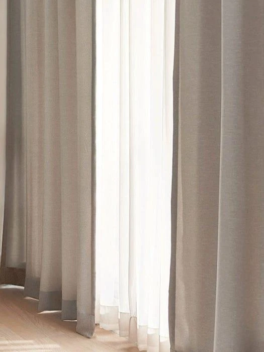 Midnight Linen Style Blackout Curtain (Set of 2)_Deep Beige 商品