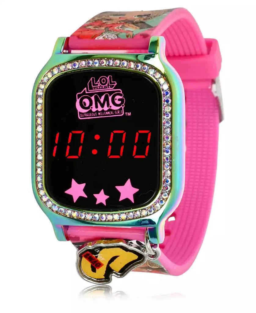 商品Accutime|Omg Kid's Touch Screen Pink Silicone Strap LED Watch, with Hanging Charm 36mm x 33 mm,价格¥127,第1张图片