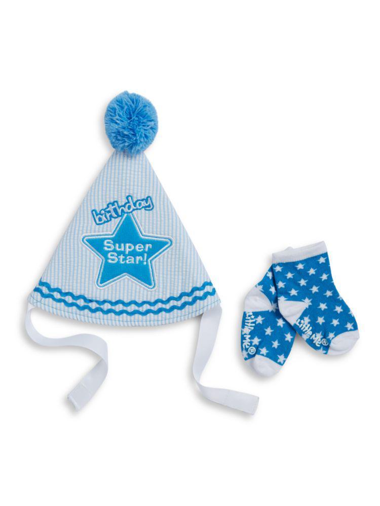 商品[国内直发] Little Me|2-Piece Birthday Super Star Hat And Socks Set(商品瑕疵严重),价格¥71,第1张图片