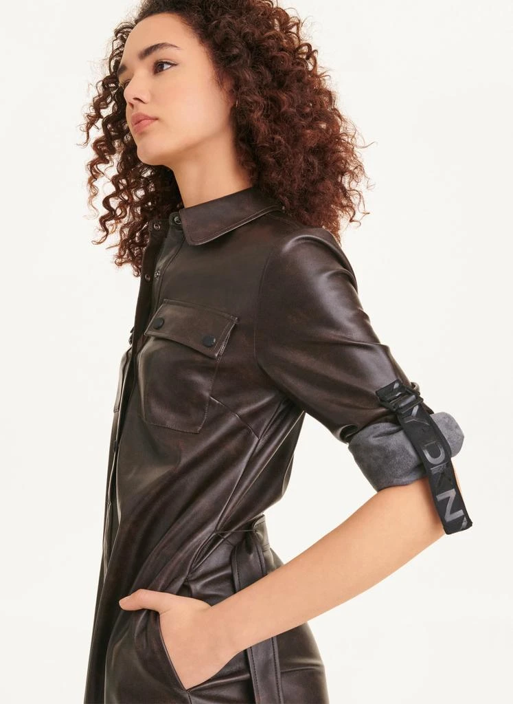 商品DKNY|Long Sleeve Faux Leather Dress,价格¥1269,第4张图片详细描述