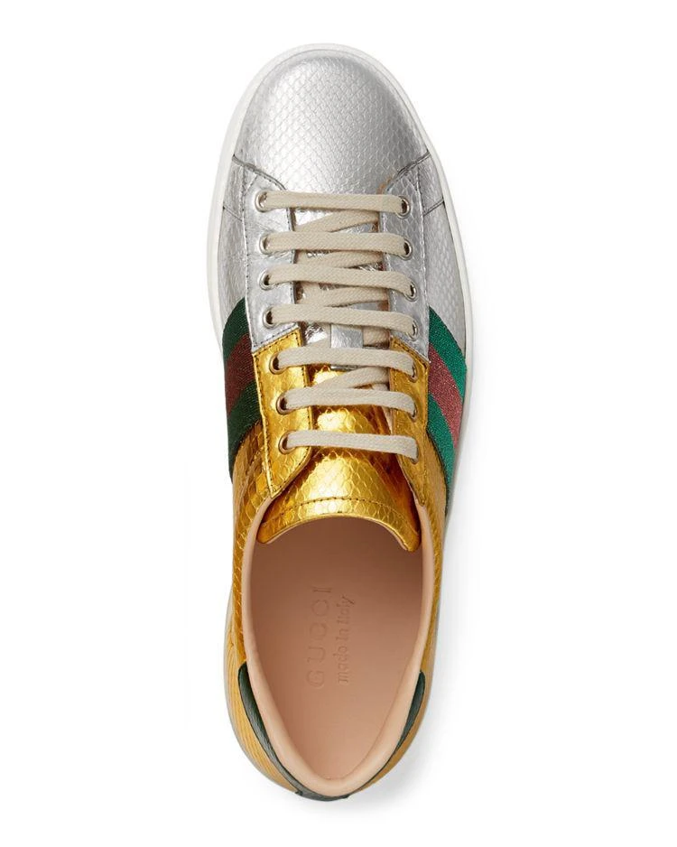 商品Gucci|New Ace Metallic Snakeskin Lace Up Sneakers 板鞋,价格¥3695,第5张图片详细描述