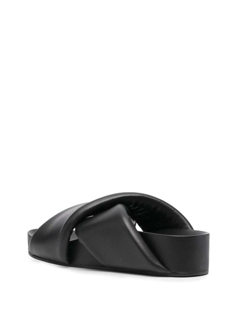 Jil Sander Woman's Black Leather Crossed Straps Mules商品第3张图片规格展示
