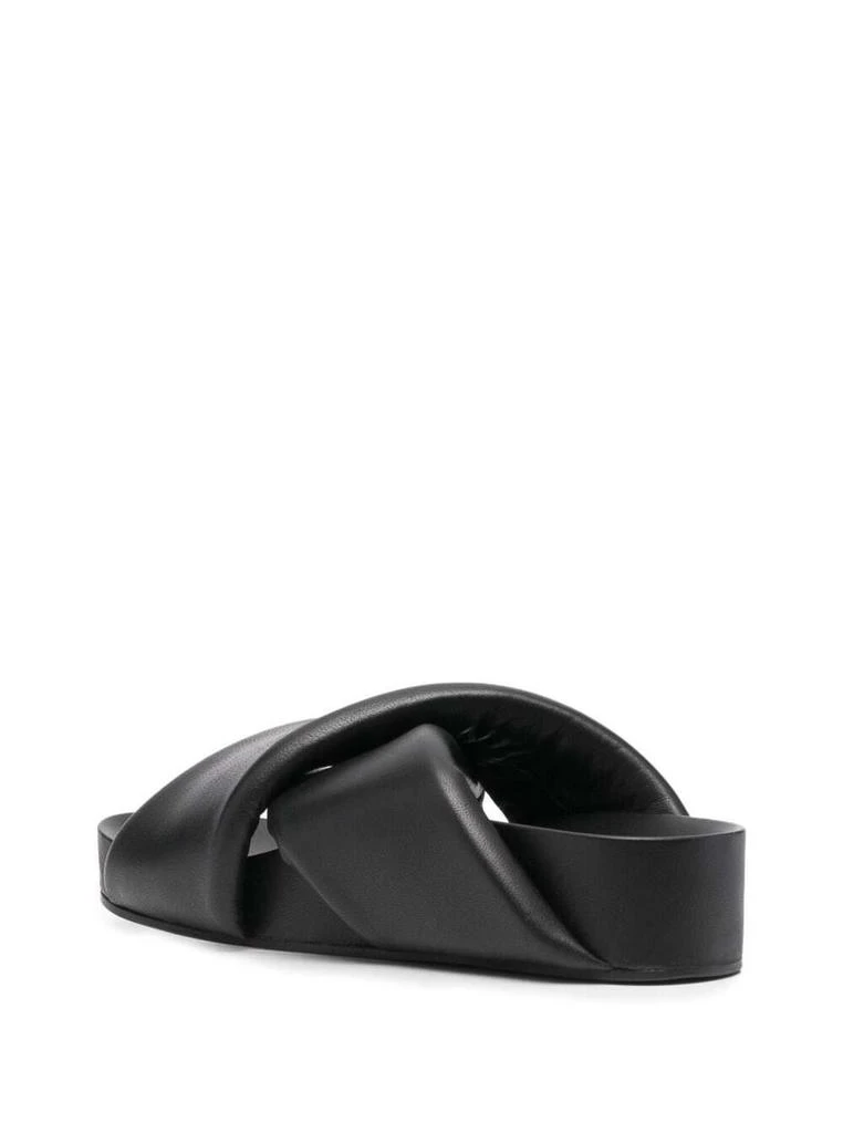 商品Jil Sander|Jil Sander Woman's Black Leather Crossed Straps Mules,价格¥2390,第3张图片详细描述