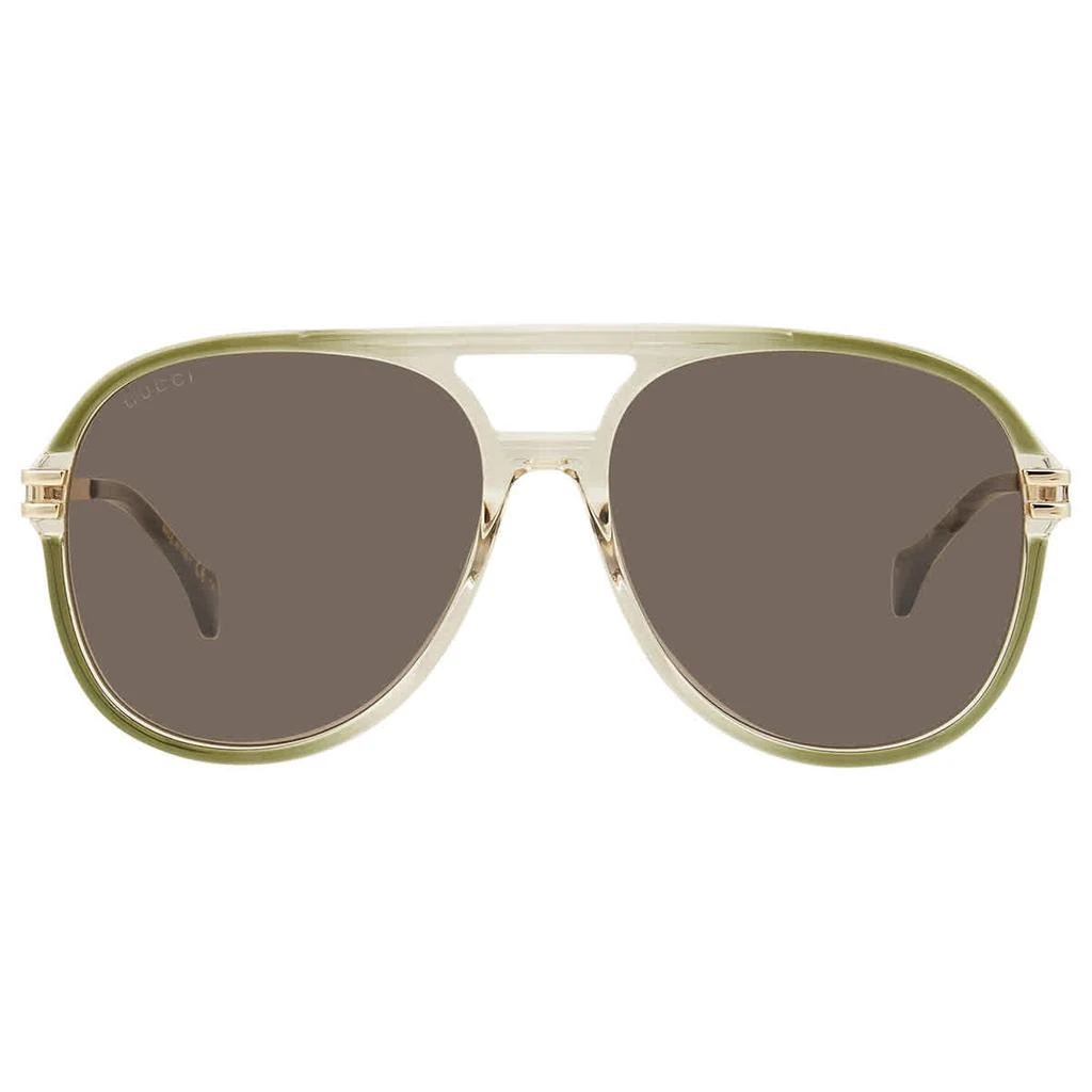 商品Gucci|Brown Pilot Men's Sunglasses GG1104S 003 61,价格¥1904,第1张图片