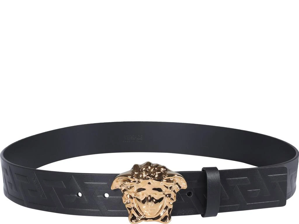 商品Versace|Versace Medusa Plaque Allover Logo Embossed Belt,价格¥2792,第1张图片
