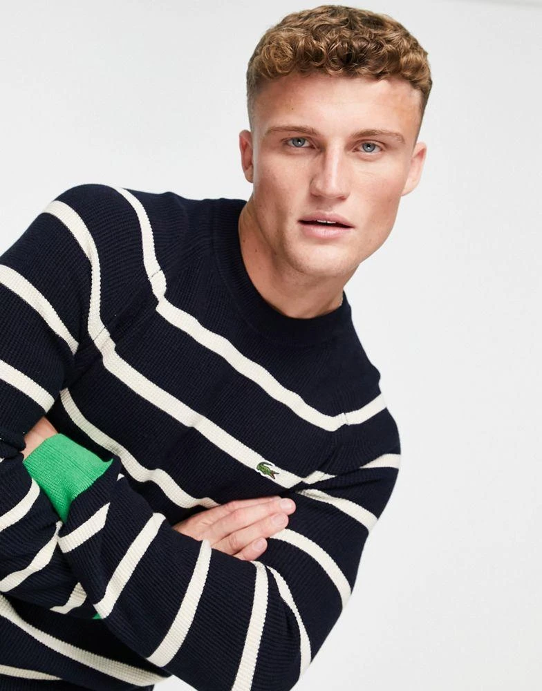 商品Lacoste|Lacoste striped jumper in Marine Blue,价格¥1155,第3张图片详细描述