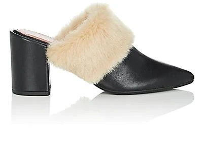 商品Barneys New York|Faux-Fur-Trimmed Leather Mules,价格¥734,第1张图片