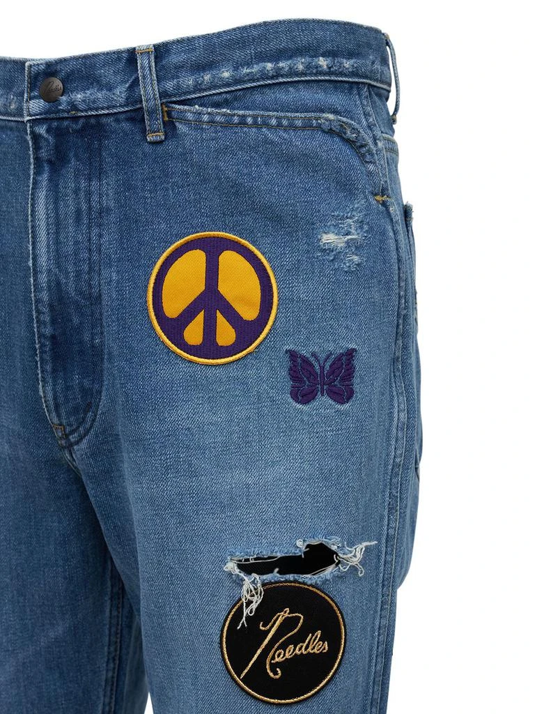 商品Needles|Distressed Cotton Denim Jeans W/ Patches,价格¥1554,第3张图片详细描述