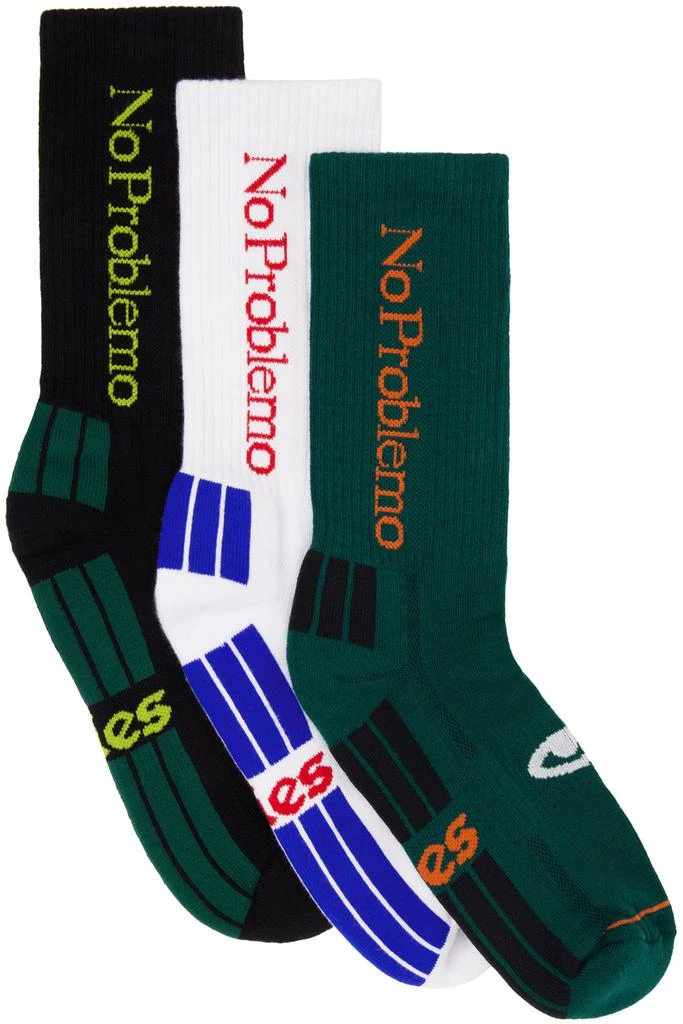 商品Aries|Three-Pack Multicolor 'No Problemo' Socks,价格¥327,第1张图片