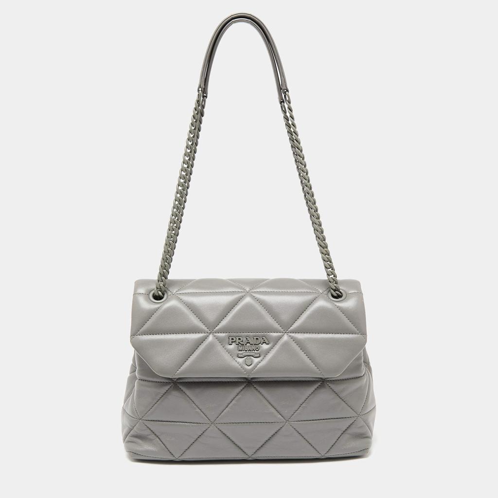 商品[二手商品] Prada|Prada Grey Nappa Leather Large Spectrum Shoulder Bag,价格¥18887,第1张图片