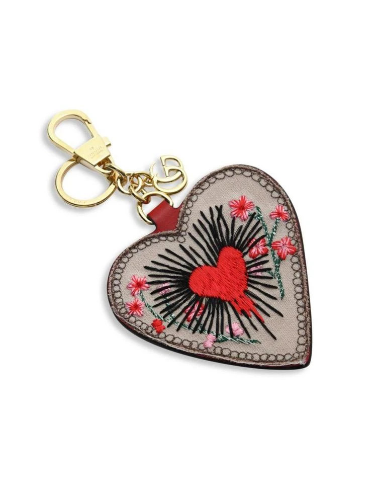 商品Gucci|Embroidered Leather Heart Keychain,价格¥2775,第1张图片