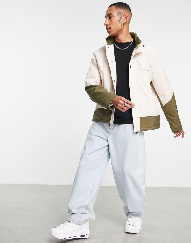 Tommy Hilfiger polyester blend tech stand collar colourblock jacket in cream - CREAM商品第3张图片规格展示