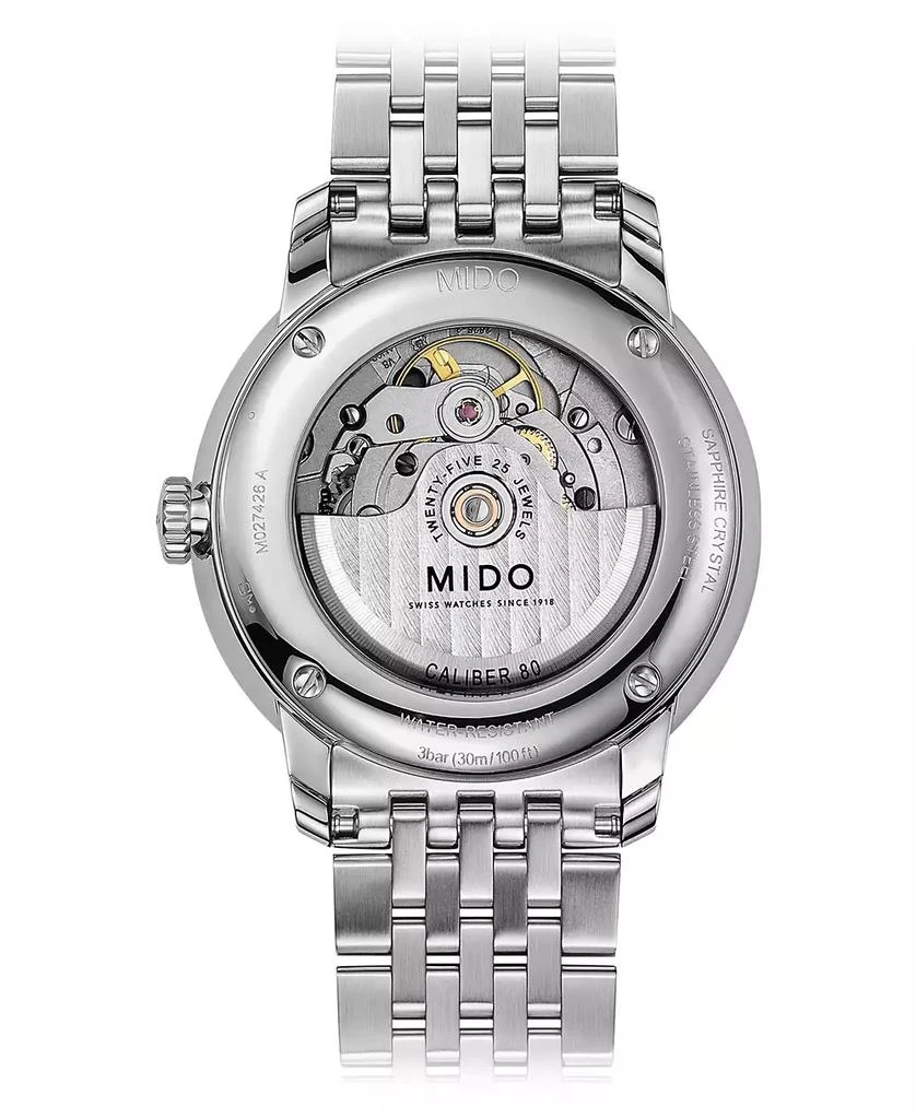 商品MIDO|Men's Swiss Automatic Baroncelli III Stainless Steel Bracelet Watch 40mm,价格¥7663,第3张图片详细描述