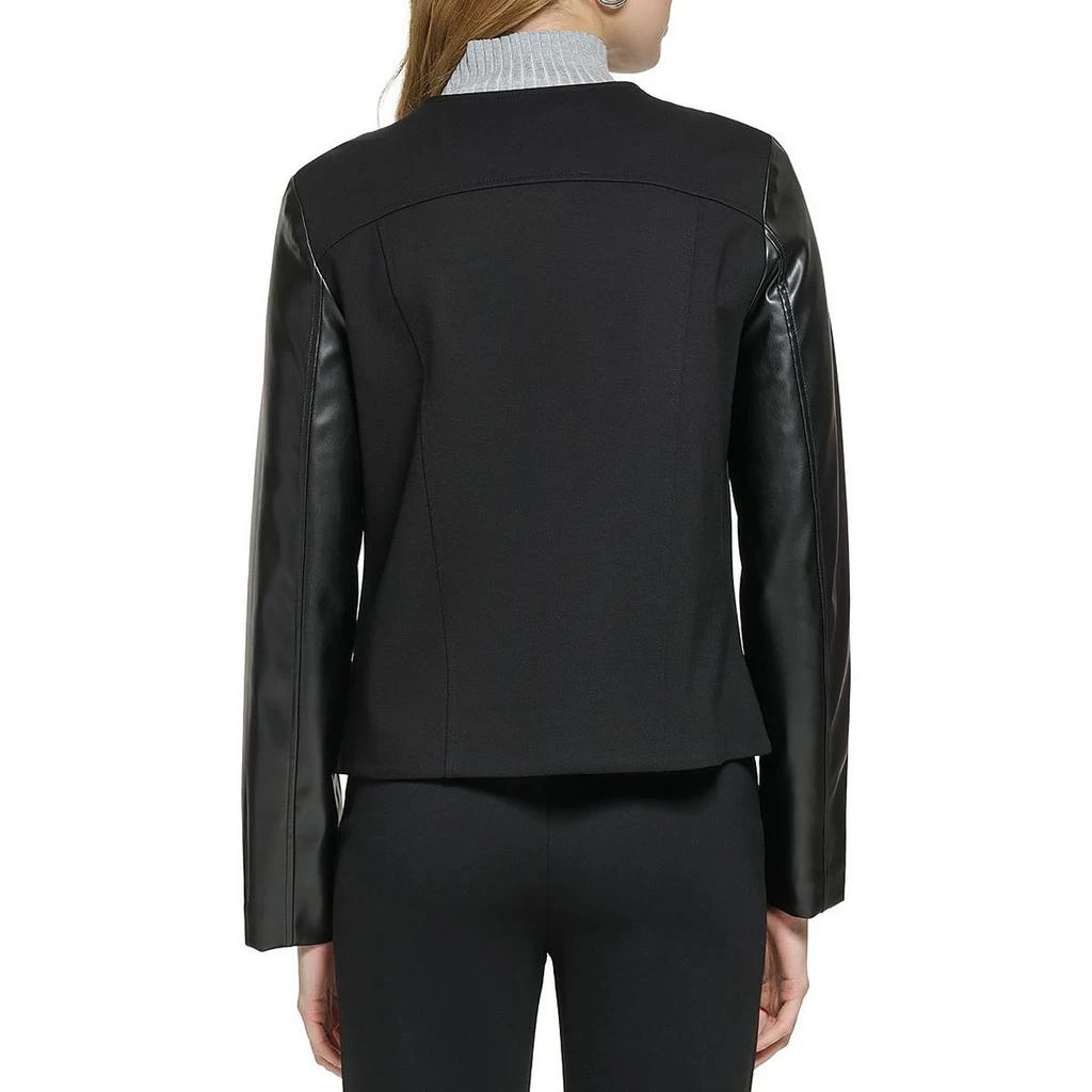 商品DKNY|Womens Faux Leather Collarless Motorcycle Jacket,价格¥304,第2张图片详细描述