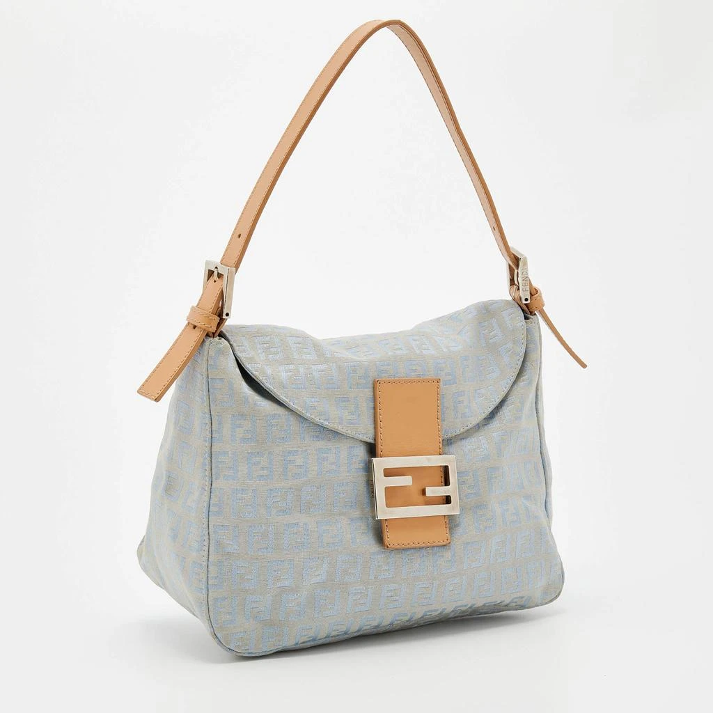 商品[二手商品] Fendi|Fendi Blue/Beige Zucchino Canvas and Leather Mama Baguette Bag,价格¥3372,第3张图片详细描述