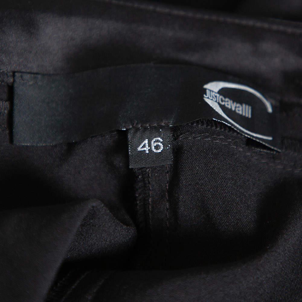 Just Cavalli Black Satin Paneled Maxi Skirt L商品第5张图片规格展示
