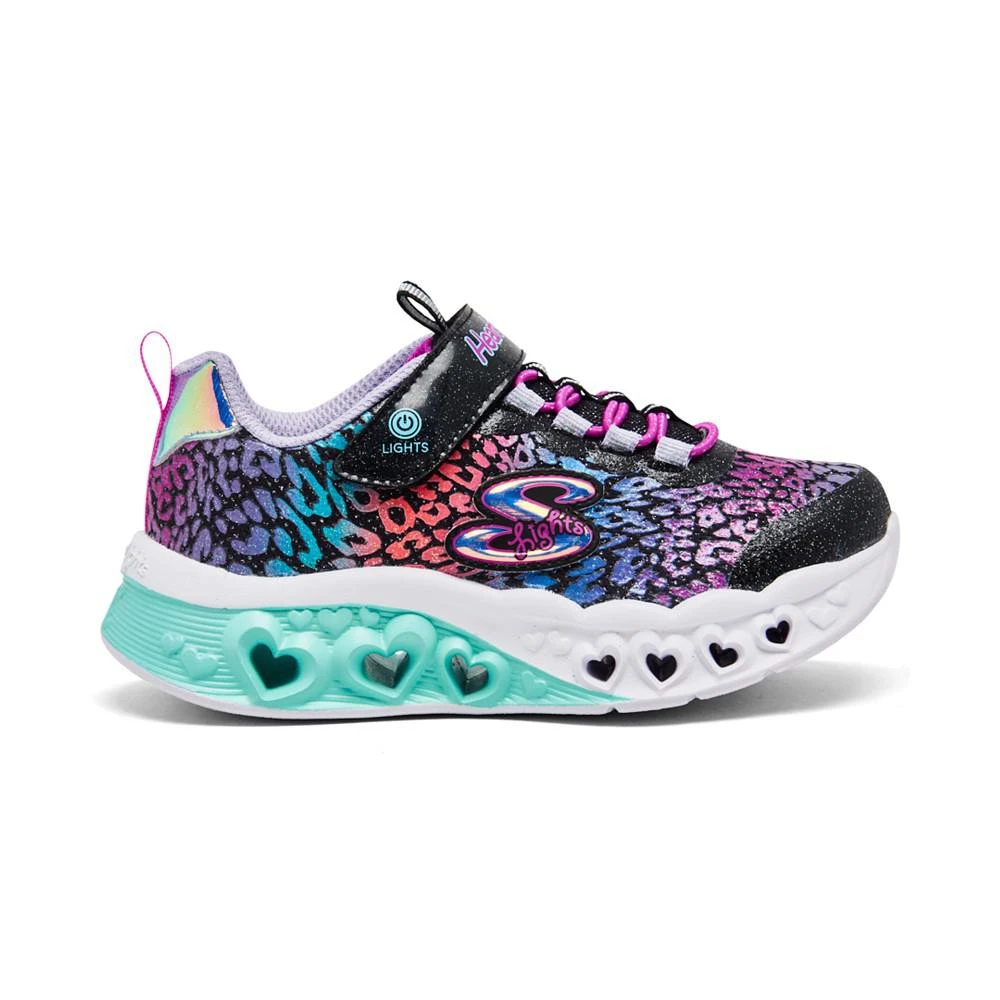 商品SKECHERS|Little Girls S-Lights- Flutter Heart - Loves Wild Stay-Put Closure Light-Up Casual Sneakers from Finish Line,价格¥225,第3张图片详细描述