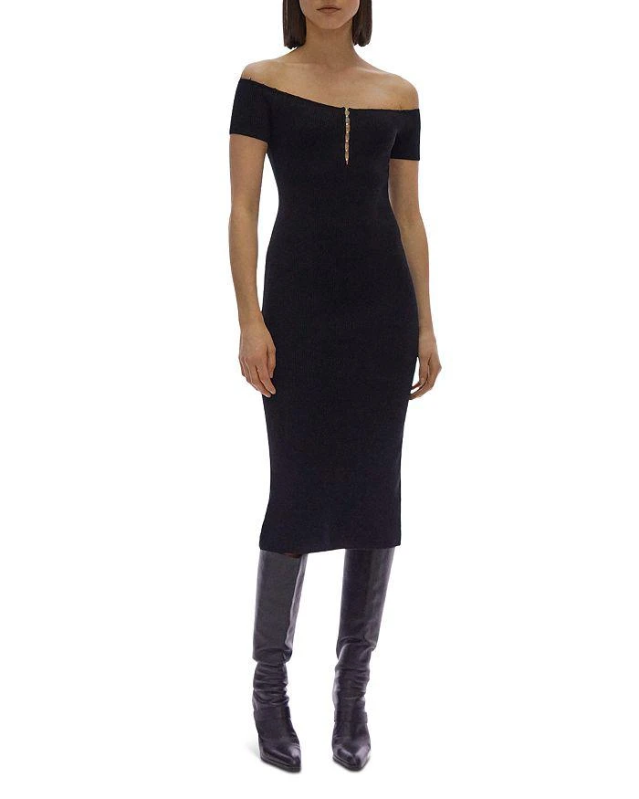 商品Helmut Lang|Hook & Eye Trim Midi Dress,价格¥1907,第3张图片详细描述