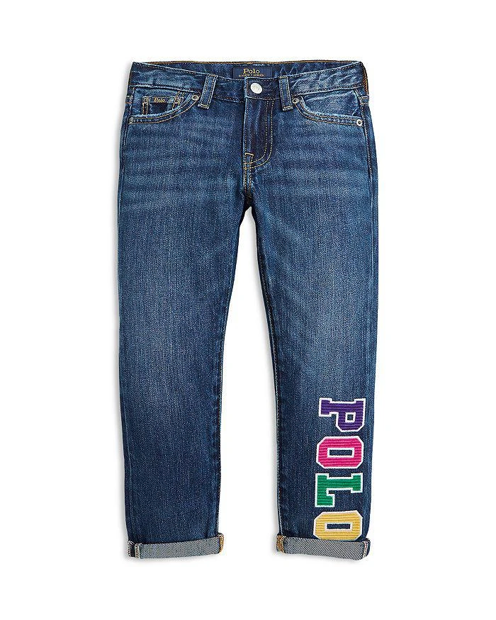 商品Ralph Lauren|Girls' Slim Fit Logo Jeans - Little Kid,价格¥298,第1张图片