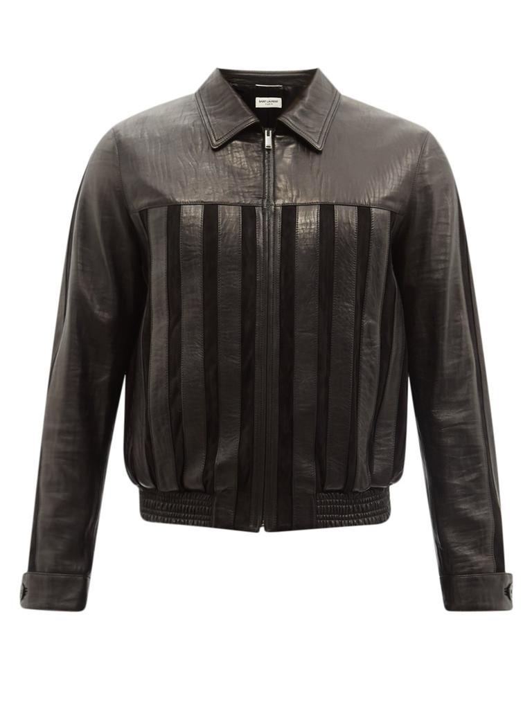 商品Yves Saint Laurent|Striped leather jacket,价格¥31356,第1张图片