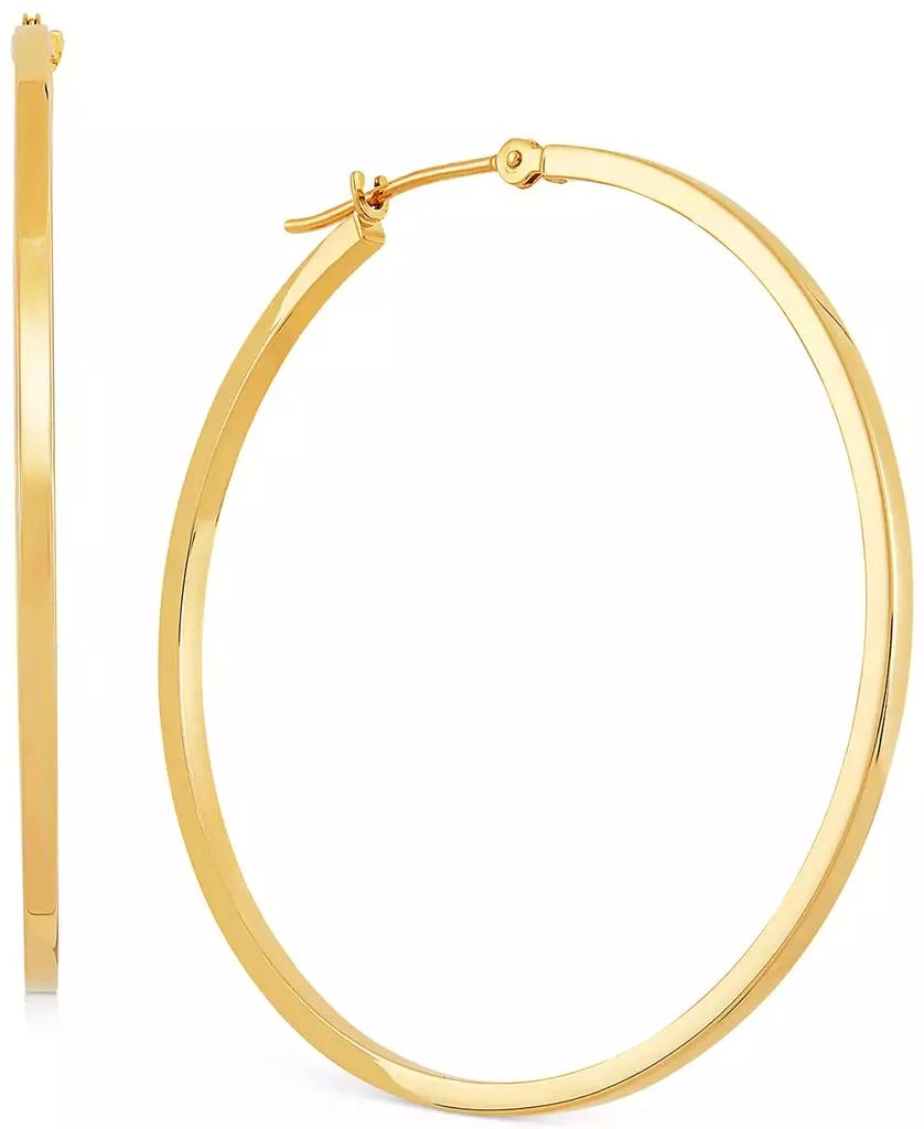 商品Macy's|Medium Flat-Edge Hoop Earrings in 10k Gold (Also in 10k Rose Gold and 10k White Gold), 1-1/2",价格¥1123,第4张图片详细描述