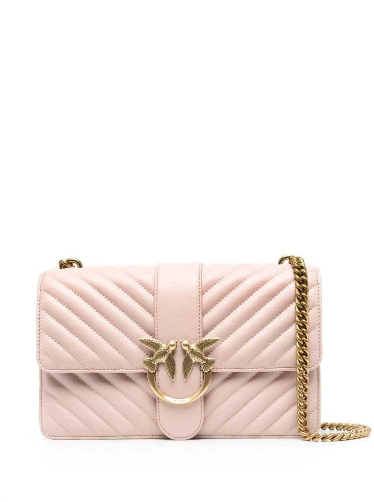 商品PINKO|Love Classic Pink Chevron Leather Crossbody Bag Pinko Woman,价格¥1985,第1张图片