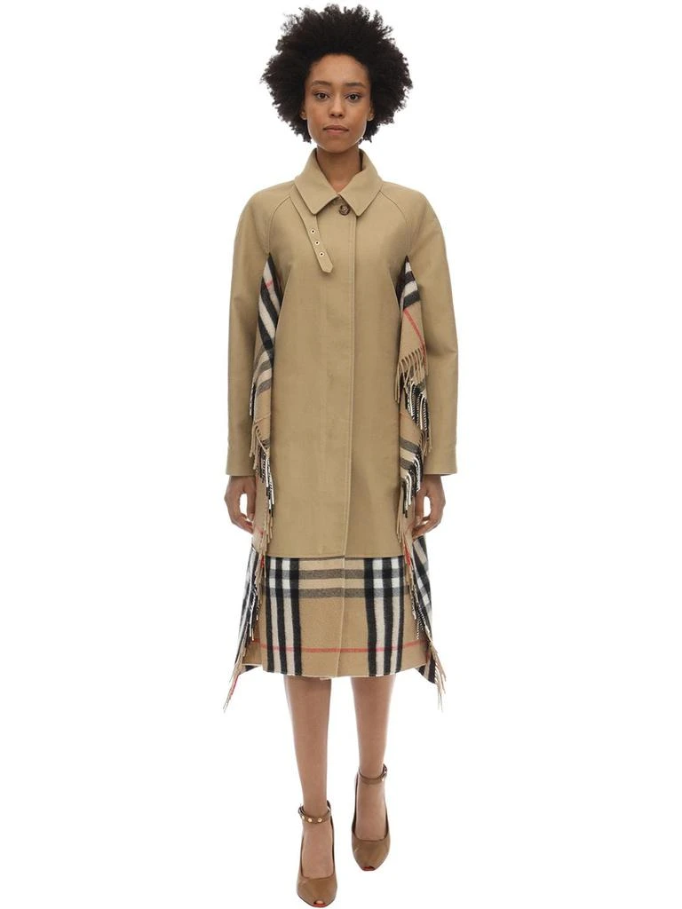 商品Burberry|Cotton Canvas Trench Coat W/check Scarf,价格¥14486,第1张图片