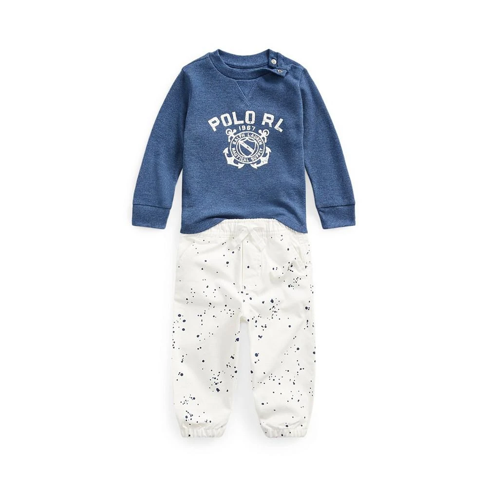 商品Ralph Lauren|Baby Boys Waffle-Knit Logo T-shirt and Ripstop Pant, 2 Piece Set,价格¥214,第1张图片