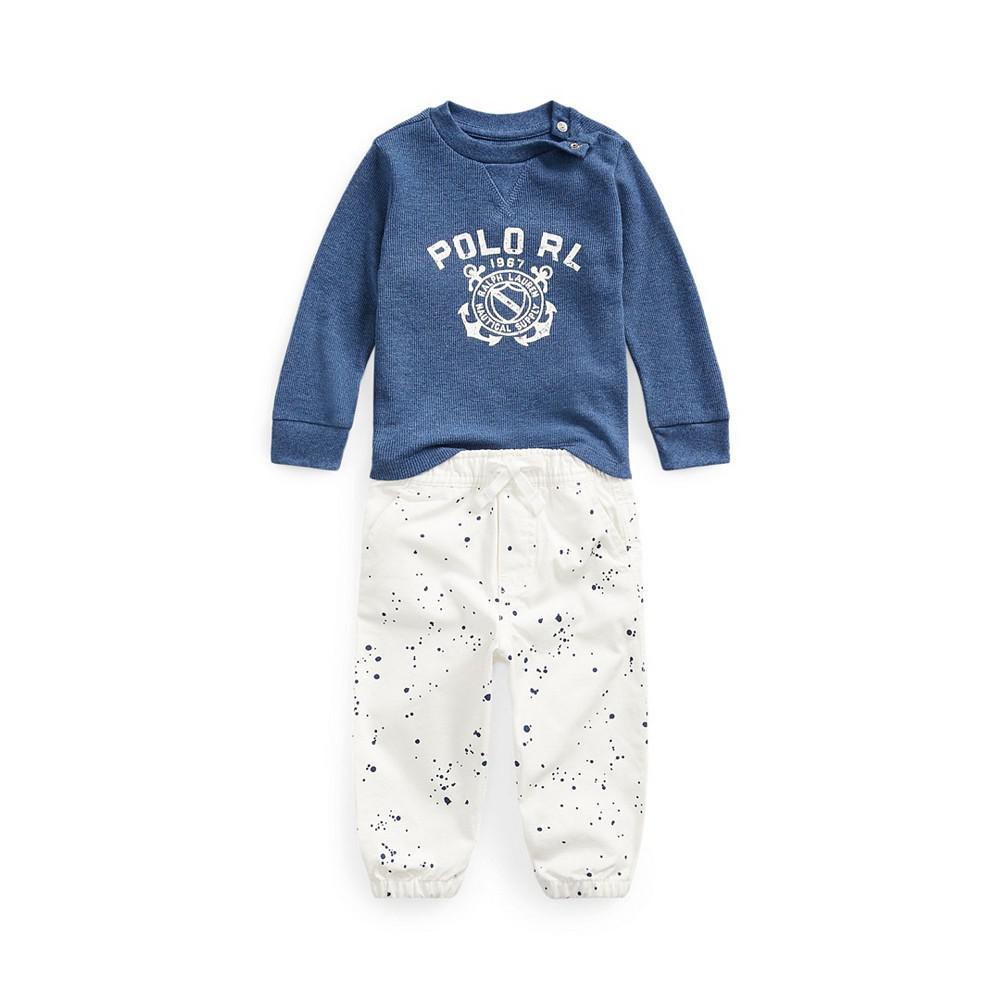 商品Ralph Lauren|Baby Boys Waffle-Knit Logo T-shirt and Ripstop Pant, 2 Piece Set,价格¥484,第1张图片