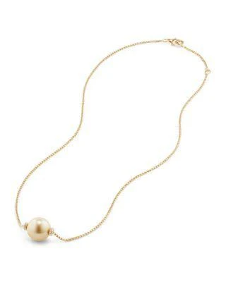 商品David Yurman|Solari Single Station Necklace in 18K Gold with Diamonds and South Sea Yellow Cultured Pearl,价格¥17220,第2张图片详细描述