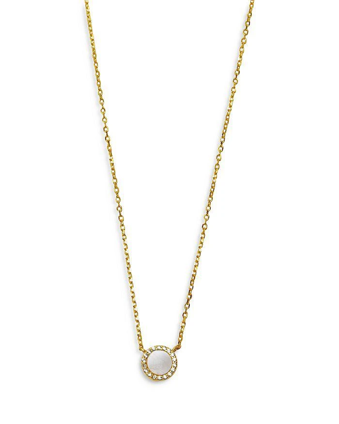 商品Argento Vivo|Cubic Zirconia & Mother Of Pearl Halo Pendant Necklace in 18K Gold Plated Sterling Silver, 16"-18",价格¥300,第1张图片