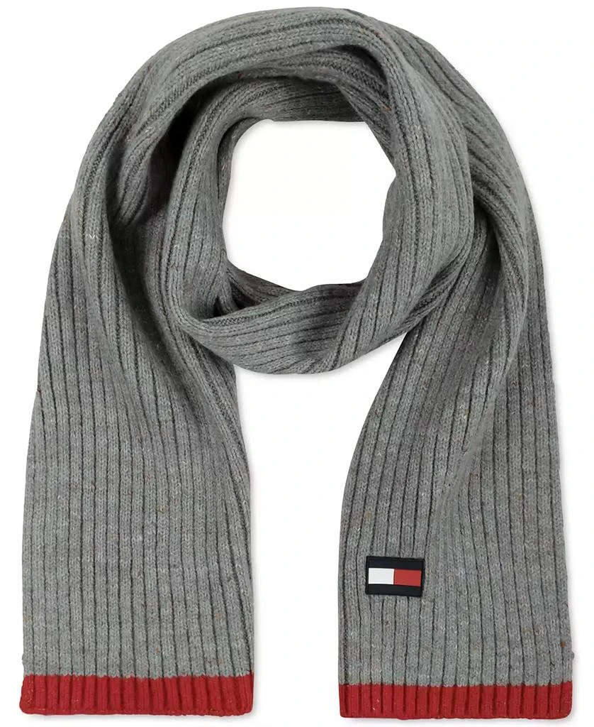 商品Tommy Hilfiger|Men's Rubber Flag Patch Tipped Rib Scarf,价格¥202,第1张图片