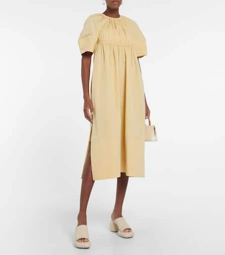 商品Jil Sander|缩褶棉质中长连衣裙,价格¥9232,第2张图片详细描述