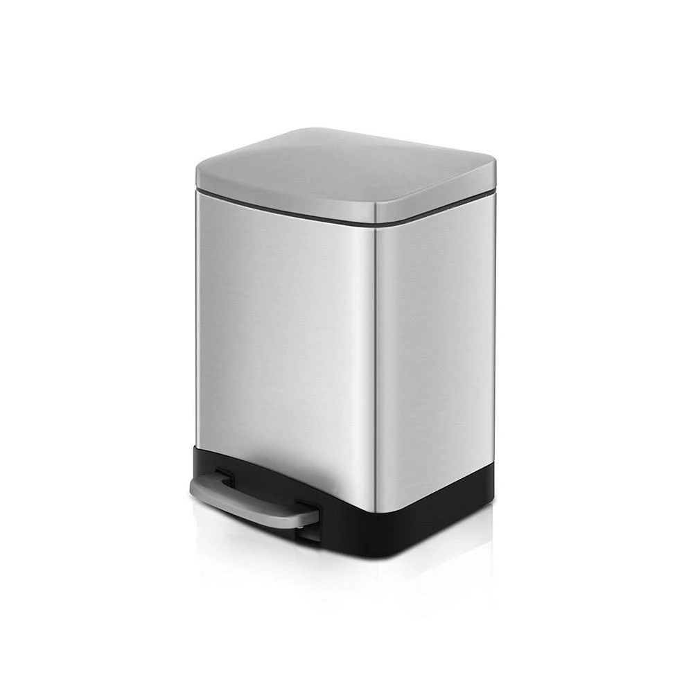 商品Mega Casa|1.6 Gal./6 Liter Stainless Steel Rectangular Step-on Trash Can for Bathroom and Office,价格¥150,第1张图片
