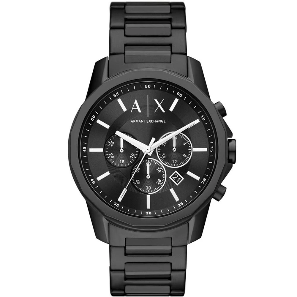 商品Armani Exchange|Men's Chronograph Black Stainless Steel Bracelet Watch 44mm,价格¥1657,第1张图片