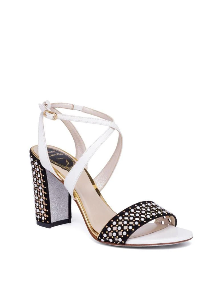 商品Rene Caovilla|Pearl Studded Suede Block Heel Sandals,价格¥8131,第1张图片