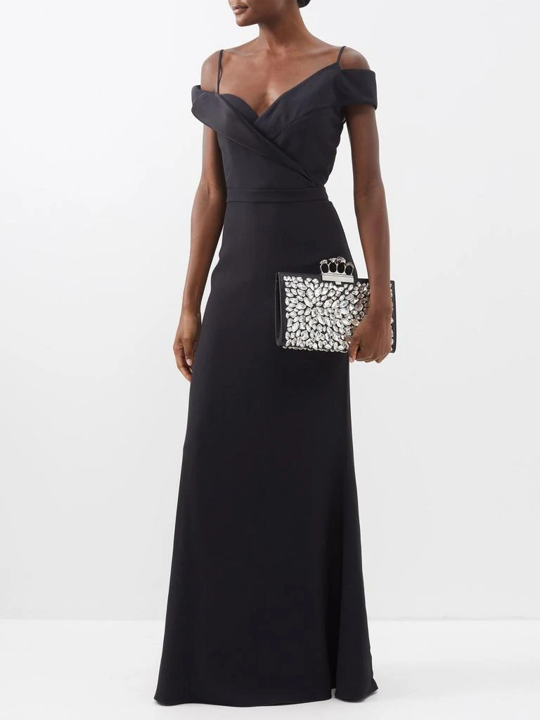 商品Alexander McQueen|Four Ring crystal-embellished leather clutch bag,价格¥32280,第3张图片详细描述