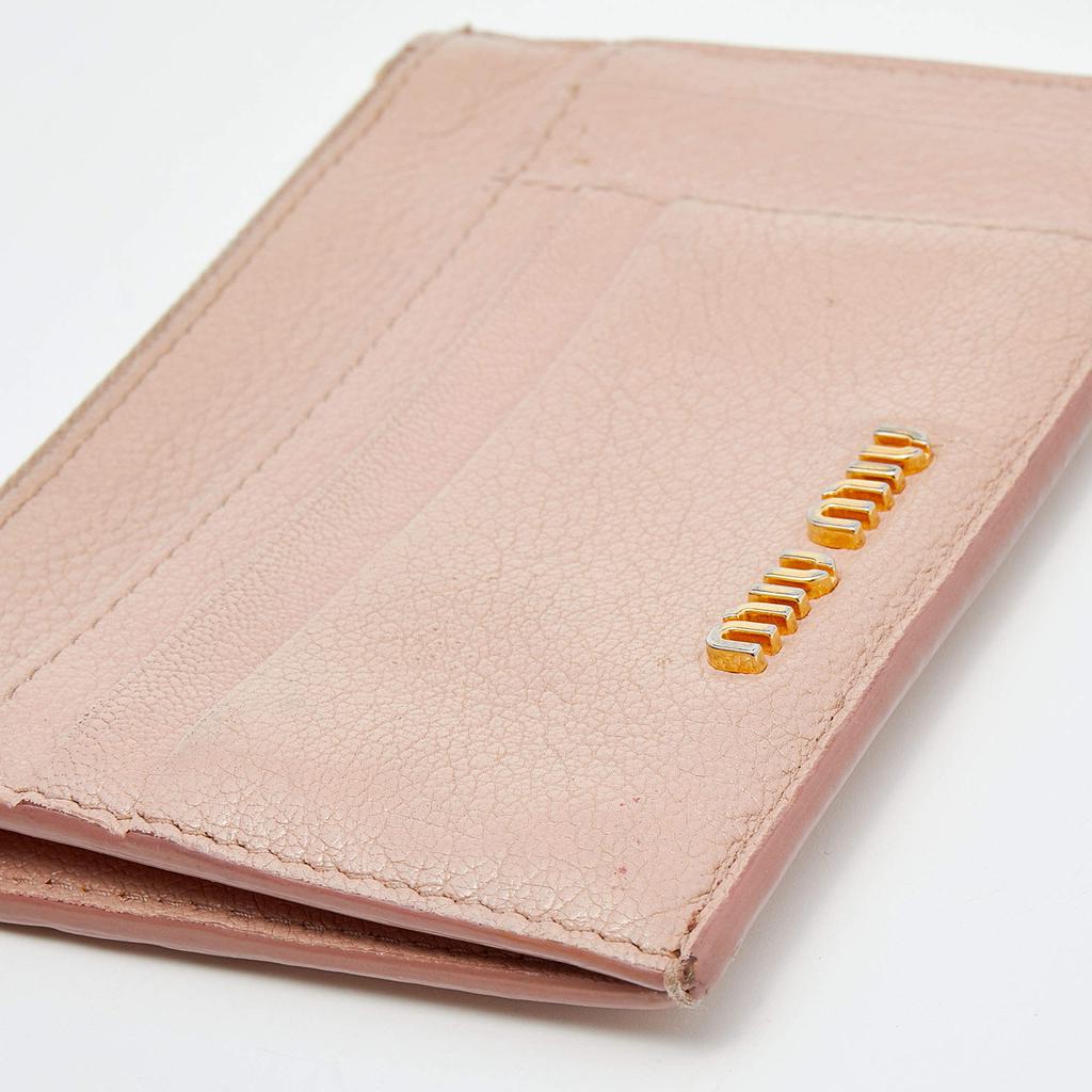 Miu Miu Beige Leather Zip Card Holder商品第7张图片规格展示