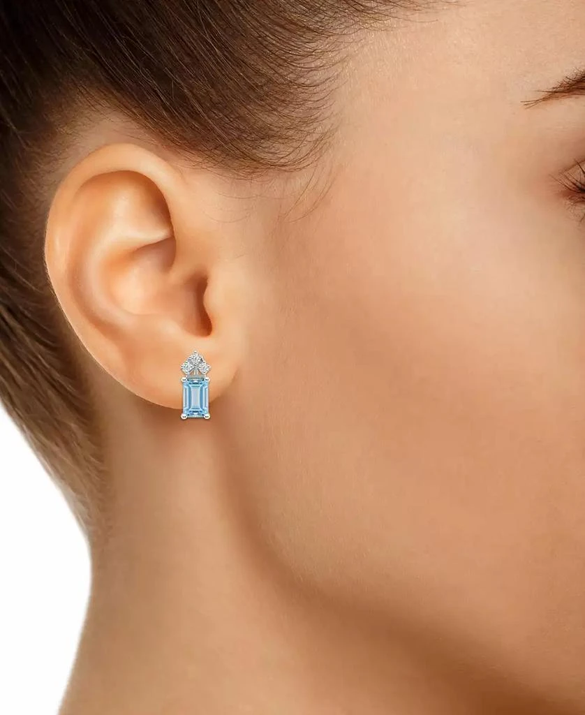 商品Macy's|Aquamarine (1 ct. t.w.) and Diamond (1/8 ct. t.w.) Stud Earrings in 14K Yellow Gold or 14K White Gold,价格¥7790,第2张图片详细描述