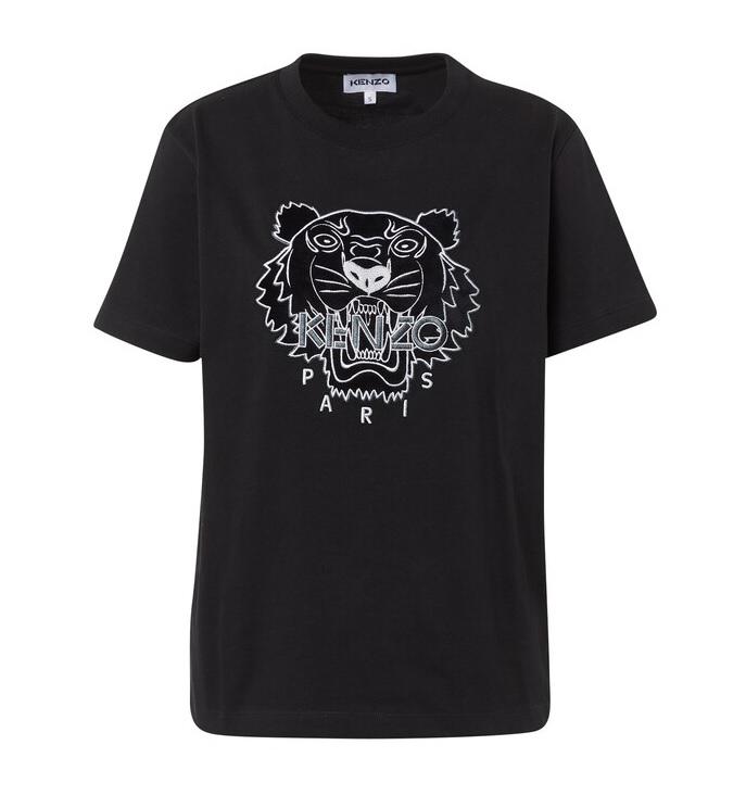 Kenzo Ladies Black Icon Tiger Logo-Embroidered T-Shirt, Size Large商品第1张图片规格展示