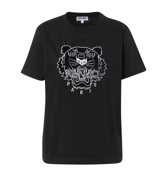 商品Kenzo|Kenzo Ladies Black Icon Tiger Logo-Embroidered T-Shirt, Size X-Small,价格¥725,第1张图片