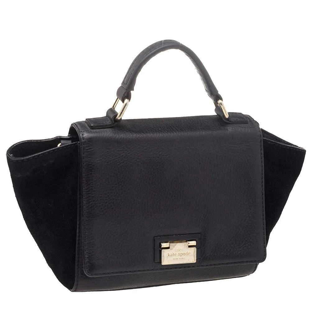 商品[二手商品] Kate Spade|Kate Spade Black Leather And Suede Magnolia Park Top Handle Bag,价格¥1053,第3张图片详细描述