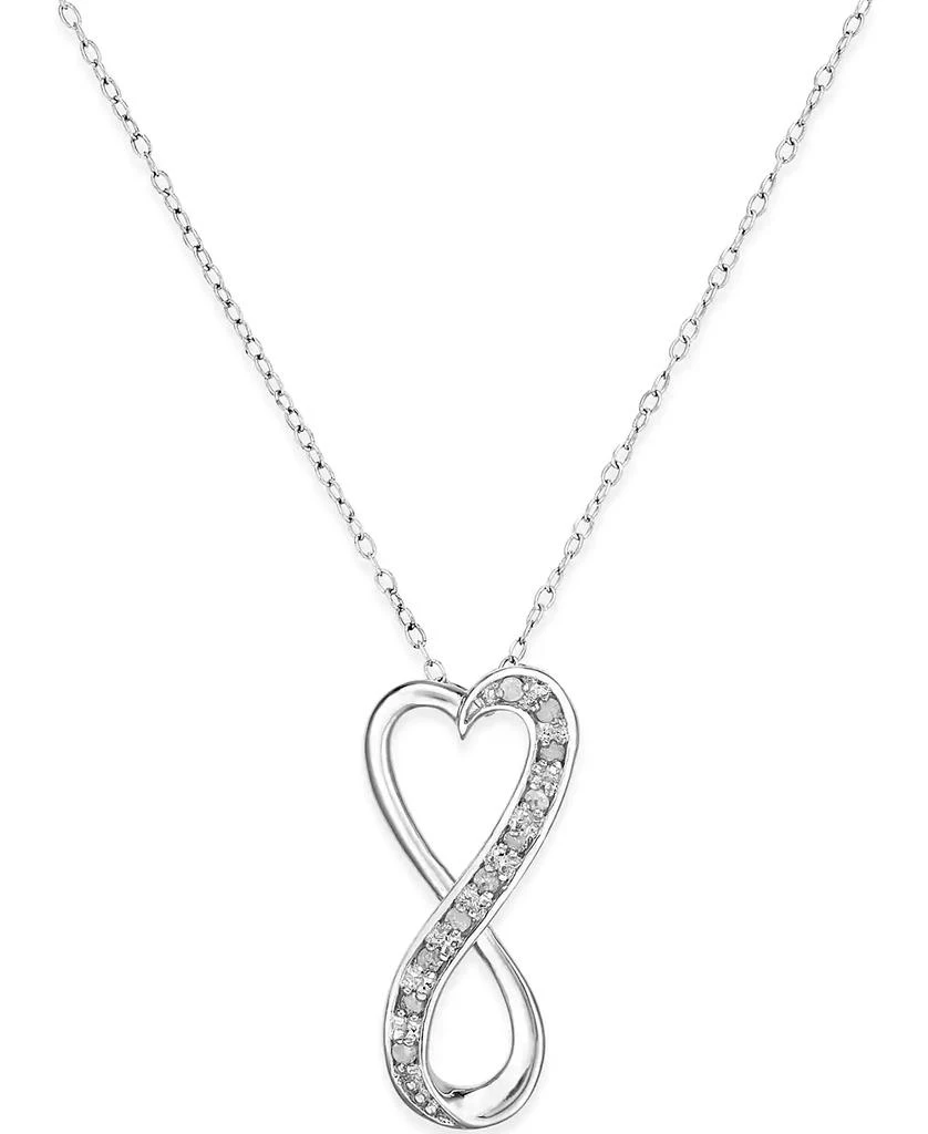 商品Macy's|Diamond Infinity Heart 18" Pendant Necklace in Sterling Silver (1/10 ct. t.w.),价格¥260,第1张图片