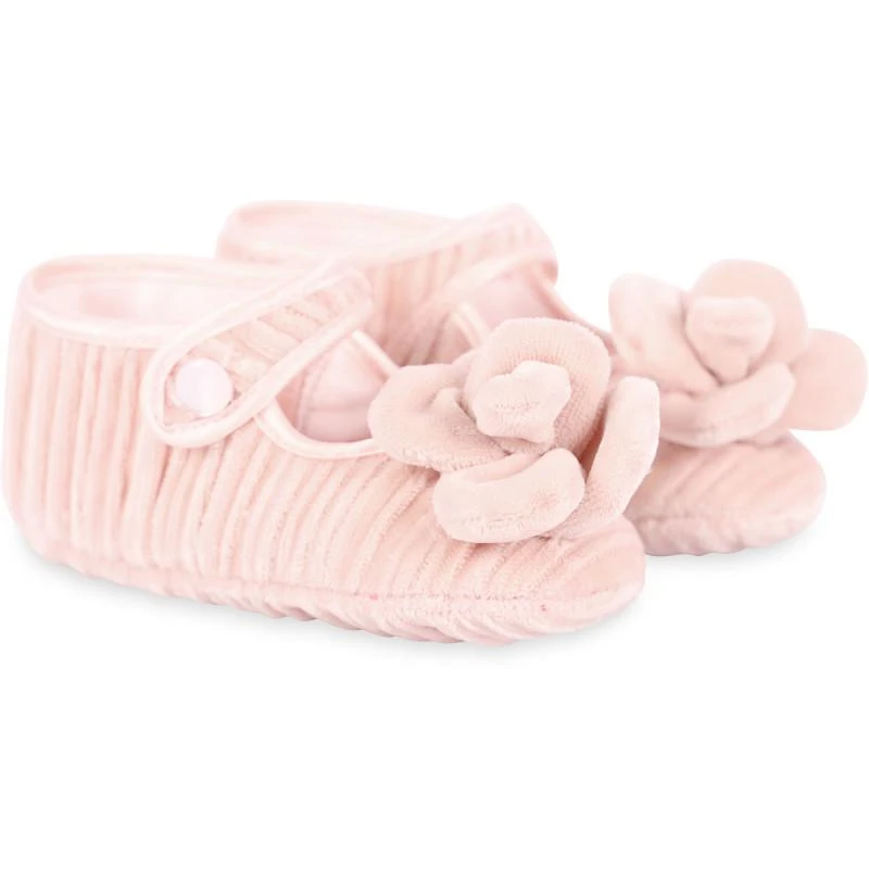 商品MONNALISA|Rose applique corduroy baby shoes in pink,价格¥1131,第1张图片